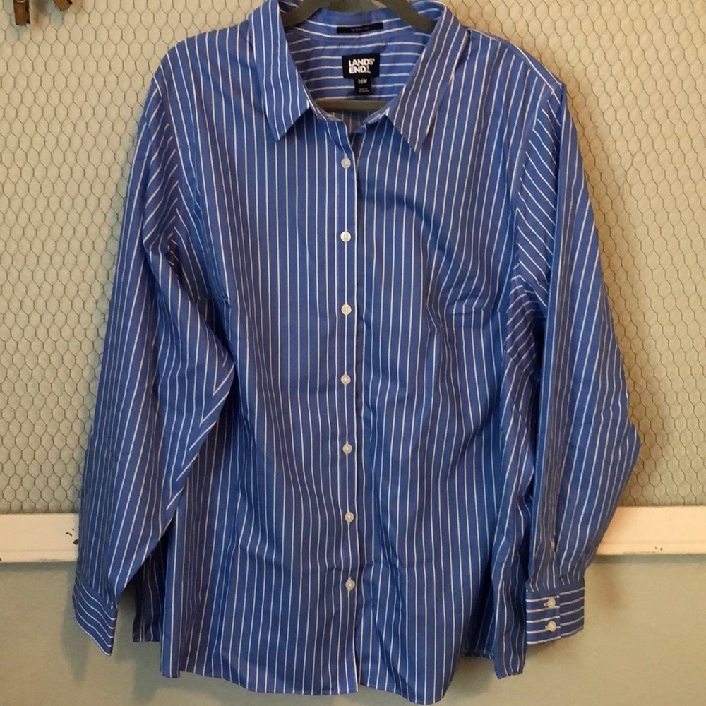 Lands End No Iron Supima Button Up 26w 26 3x